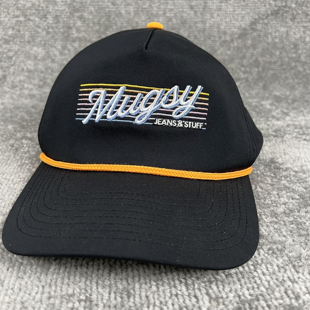Mugsy Jeans & Stuff Hat Cap Snapback Mens One Size Black Rope Logo Embroidered